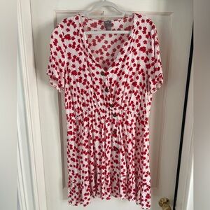 ASOS red floral & white dress! Elastic waist